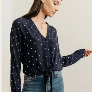 Rails Sloane Navy Polka Dot Long Sleeve Top